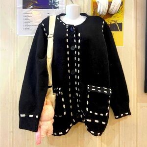 Classic Cardigan with Henley Neck